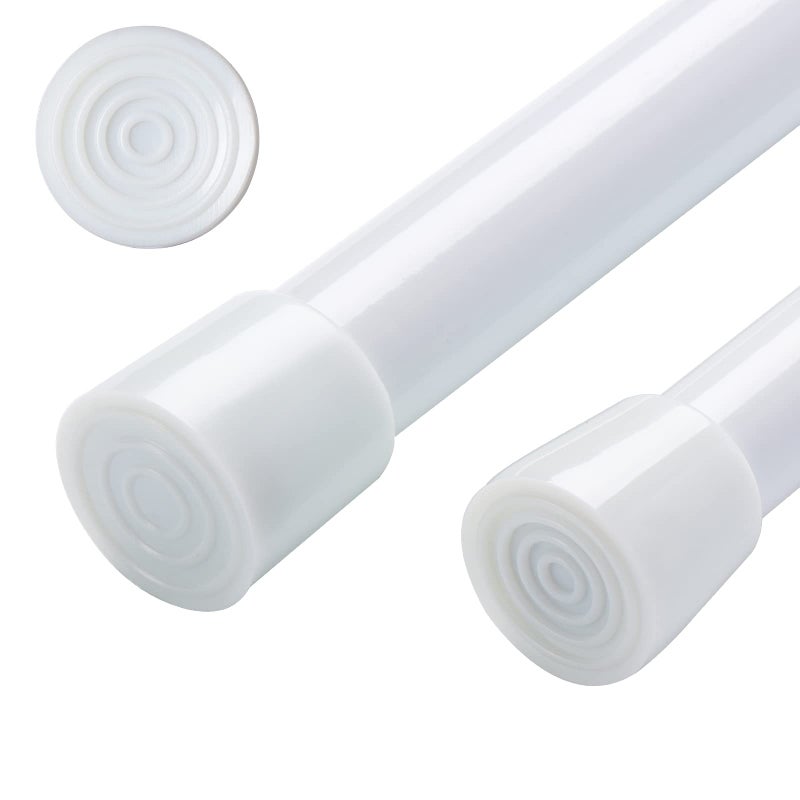 Blu-Pier Tech White Tension Curtain Rod for Windows 26-39 Inch,Adjustable Expandable Pressure Spring Curtain Rod No Drilling, 5/8" Curtain Rod for Closet Door Bedroom Doorway - Image 1